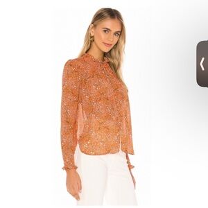 Free People Lela Blouse in Coral Combo.